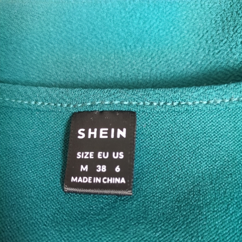 Shein Marley Square Neck Balloon Sleeve Mini Dress in Emerald Green Sz M - Picture 5 of 6